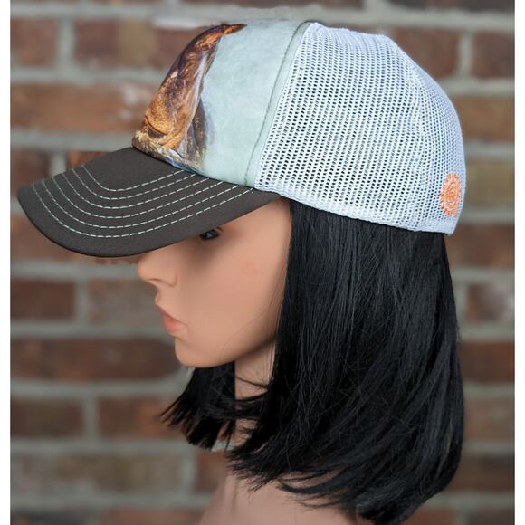 The Mountain Hippo Trucker Hat Ball Cap One Size Snap Closure Mesh Back 5 Panel - Picture 5 of 6